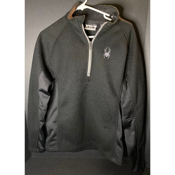 Spyder Sweater 1/2 Zip Jacket Mens M Black 199306 Winter Sports - Picture 1 of 7
